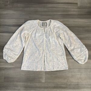 Elegant White Eyelet Blouse for Women